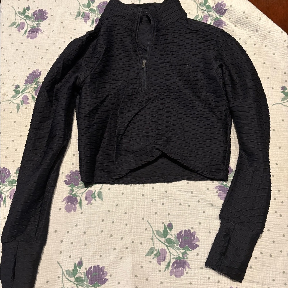 BuffBunny Black Asymmetrical Crop Hoodie